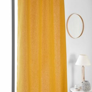 Rideau avec oeillets - Coton/Lin - Jaune ambitieux - 135x260cm