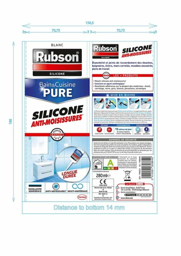 Mastic Silicone Anti-Moisissures Blanc 280 ml – Étanchéité et Résistance aux Moisissures