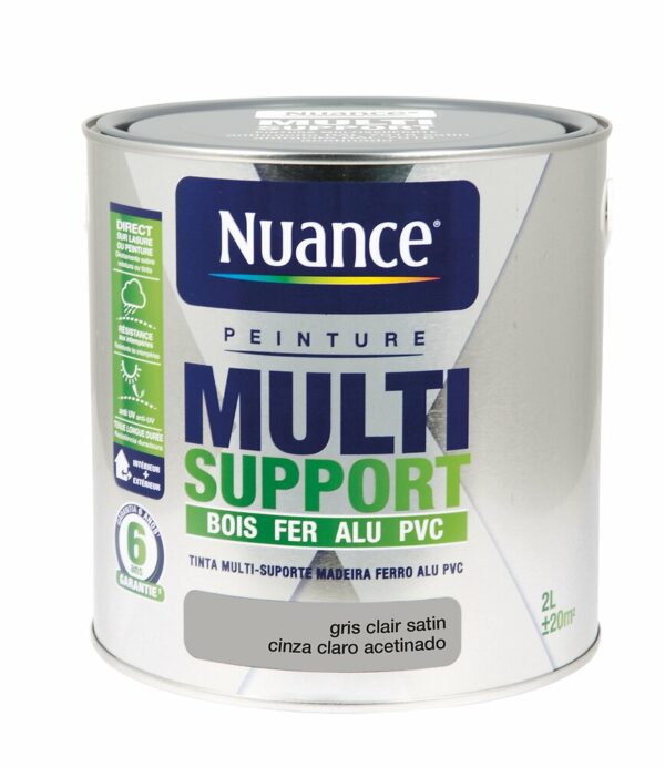 Peinture Multi-support Satin Gris Clair 2L - Résistante & Facile à Appliquer