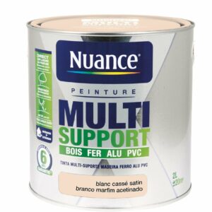 Peinture Multi-support Blanc Casse Satinée 2L – Résistante aux Intempéries, Facile à Appliquer