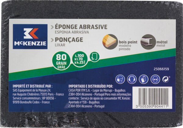 Éponge abrasive grain 80 100x70x25mm – Décapage bois et métal