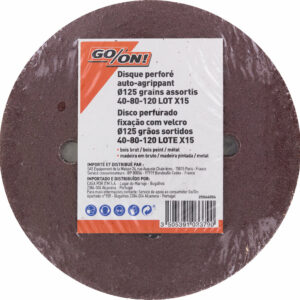 Disques perforés agrippants D.125mm - grains assortis (40-80-120) - lot de 15