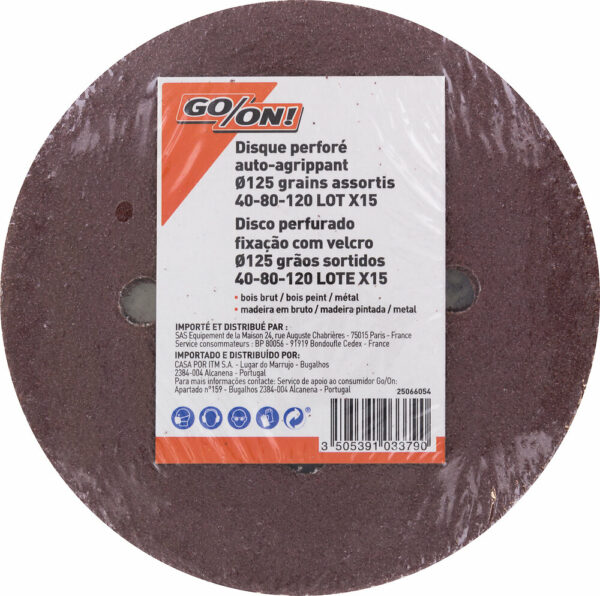 Disques perforés agrippants D.125mm - grains assortis (40-80-120) - lot de 15