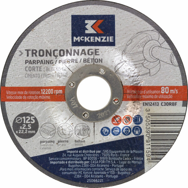 Disque à Tronçonner Matériaux 125x2.5mm - Accessoire Durable et Précis pour Découpe