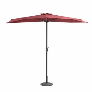 Parasol demi-lune de balcon rouge terre - Dimensions 150 x 238 cm