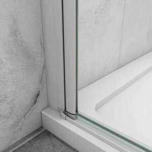 AICA porte de douche battante 90x180cm en verre anticalcaire Blanc