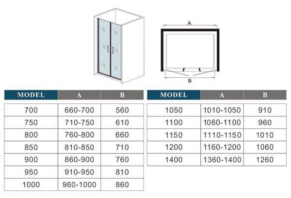 AICA porte de douche battante 100x180cm profilé blanc en 5mm verre anticalcaire