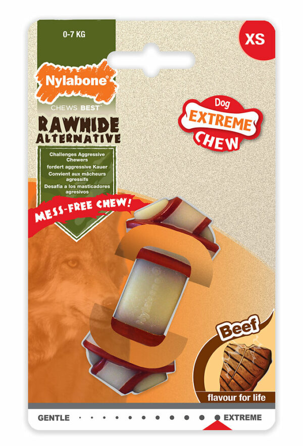 Nylabone Rawhide Knot Bone XS Bœuf pour les mâchoires les plus puissantes