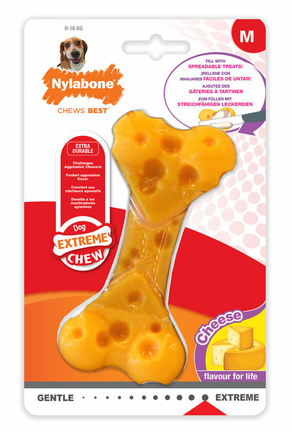 Jouet à mâcher pour chien NYLABONE CHEESE BONE M Fromage