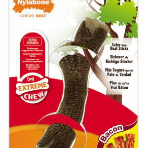 Bâton à mâcher pour chien NYLABONE WOODEN STICK M Bacon