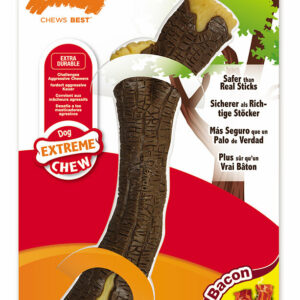 Bâton à mâcher pour chien NYLABONE WOODEN STICK EXTRA L Bacon