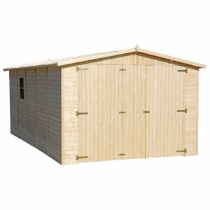 TIMBELA M101 - GARAGE en Bois Naturel - H222xL516xl324 cm /15 m²