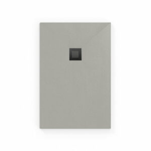Receveur de douche rectangulaire en marbre coulé 140x90cm avec siphon, Gris (SATALEK14090S-S)