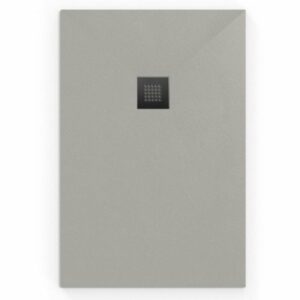 Receveur de douche rectangulaire en marbre coulé 100x90 cm avec siphon - Gris