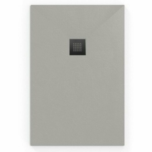 Receveur de douche rectangulaire en marbre coulé 100x90 cm avec siphon - Gris
