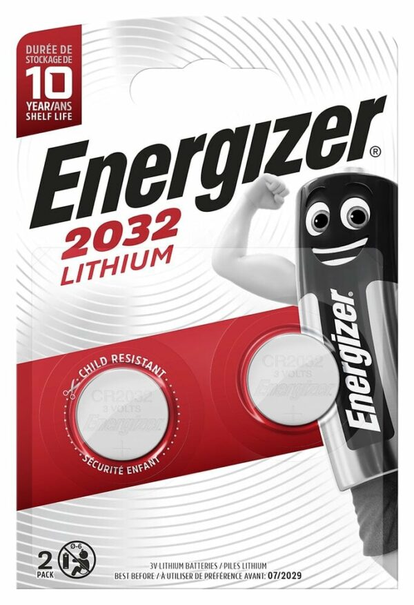 Piles bouton Lithium Energizer 2032 – Pack de 2, puissante et fiable