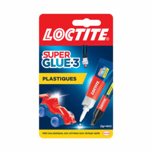 Colle Spéciale Plastique Super Glue 3 - Fixation Ultra Rapide pour Tous les Plastiques Rigides