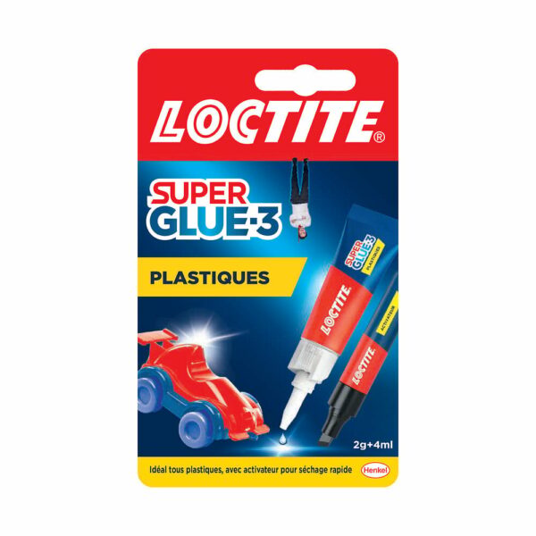 Colle Spéciale Plastique Super Glue 3 - Fixation Ultra Rapide pour Tous les Plastiques Rigides