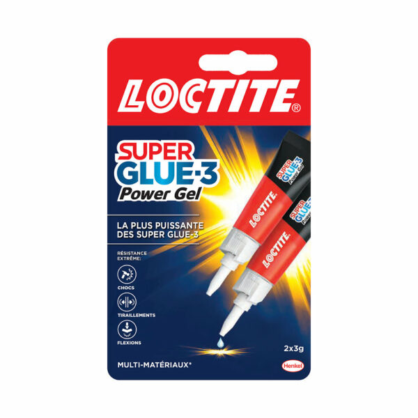 Lot de 2 tubes de 3 g Power Flex Super Glue-3 Power Gel - Colle ultra-résistante pour bricolage et rénovation