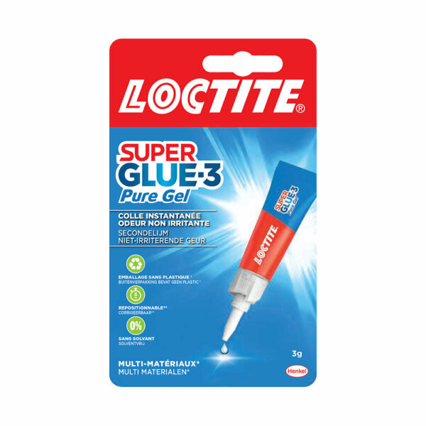 Colle SuperGlue-3 Pure Gel 3g – Collage Repositionnable, Sans Solvant et Odeur