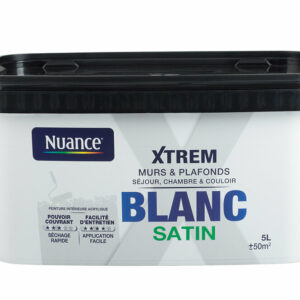 Peinture XTREM Grand Blanc Satin 5L - Peinture lessivable pour une finition soyeuse