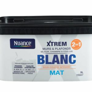 Peinture XTREM Murs & Plafond avec sous-couche - Blanc - Mat - 5L