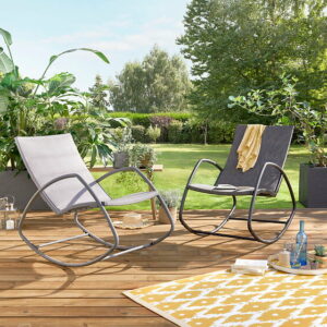 Fauteuil à Bascule Swing Noir 57x106x89cm - Confort Résistant pour Extérieur
