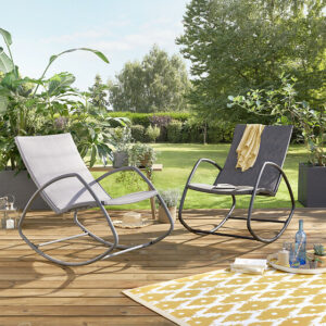 Fauteuil à Bascule Swing Gris Clair – Confort et Résistance pour Extérieur