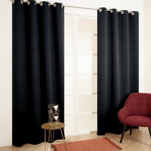 Rideau occultant noir avec œillets - 140x240cm