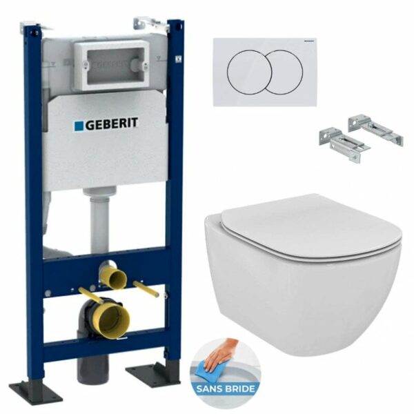Pack Autoportant Bati-support Geberit Duofix + WC sans bride Ideal Standard Tesi