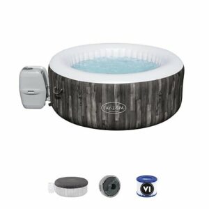 Spa Gonflable Rond à Imprimés Bois 2-4 Places - Jacuzzi Compact et Résistant 180x66cm