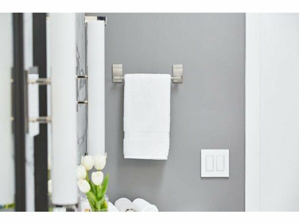 Porte-Serviettes 1 Barre Fixe Nickel Satiné - Idéal pour une salle de bain moderne et élégante