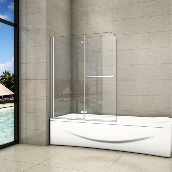 Pare-baignoire 100x140cm paroi pivotante 180° et pliante en verre anticalcaire