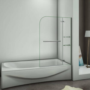Pare-baignoire pivotant 100x140cm avec étagères en verre securit et porte-serviette