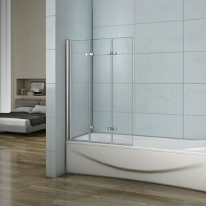 Pare-baignoire 130cm Hauteur 140cm, paroi de baignoire pivotante et pliante en verre anticalcaire
