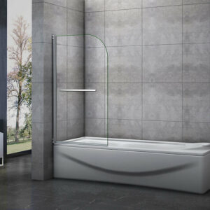 Pare-baignoire 70x130cm pivotant 180° en verre trempé écran paroi de baignoire avec porte-serviette