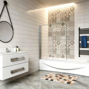 Pare-baignoire 100x140cm pivotant et pliant en verre securit clair