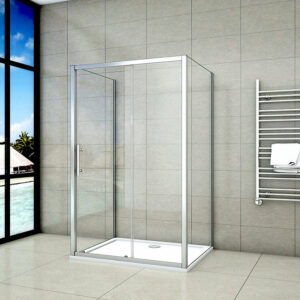 Cabine de douche coulissante en forme U 110x90x90x190cm en 5mm verre de sécurité