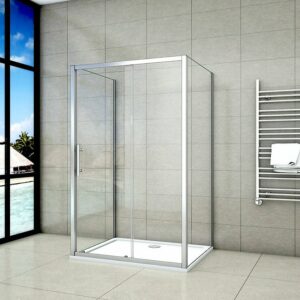 Cabine de douche coulissante en forme U 120x90x90x190cm en verre de sécurité