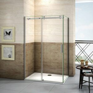 Cabine de douche coulissante 160x100x195cm, porte de douche en verre trempé
