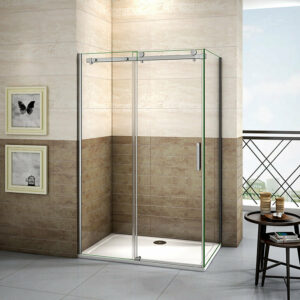 Cabine de douche coulissante 130x100x195cm, porte de douche 130cm + paroi latérale, verre 8mm anticalcaire