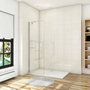 Paroi de douche à l'italienne en verre 80x190cm avec 2 étagères et barre de fixation