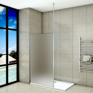 Paroi de douche sablé 100x200cm avec barre de fixation au plafond 203-320cm