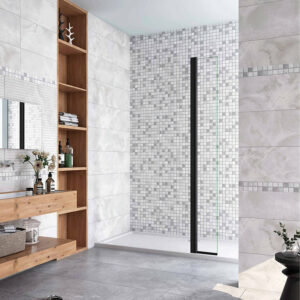 Volet pivotant seul 40x200cm pour paroi de douche italienne noire en verre 8mm