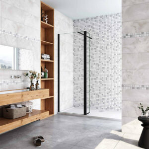 Paroi de douche 80+30x200cm avec barre de fixation et retour pivotant 30cm en verre trempé 8mm - AICA