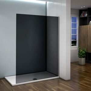 Paroi de douche à l'italienne 100x200cm en verre 8mm fumé et anticalcaire sans barre de fixation