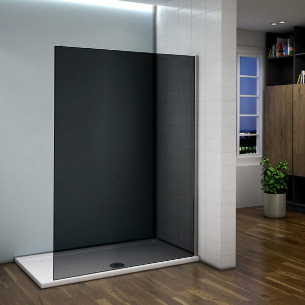 Paroi de douche à l'italienne 100x200cm en verre 8mm fumé et anticalcaire