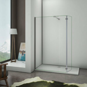 Paroi de douche pivotante en verre anticalcaire avec barre de fixation 120+40x200cm