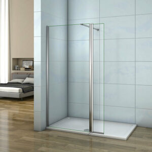 Paroi de douche à l'italienne 160+30x200cm, verre 8mm anticalcaire avec retour pivotant 30cm