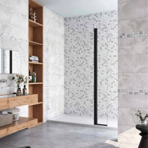 Volet pivotant seul 30x200cm pour paroi de douche italienne noire en verre 8mm